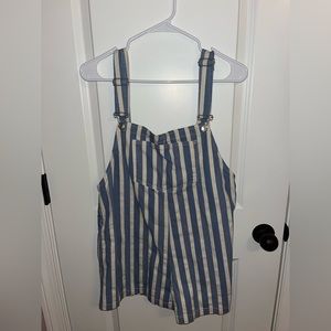 Zara Striped Short Overalls
